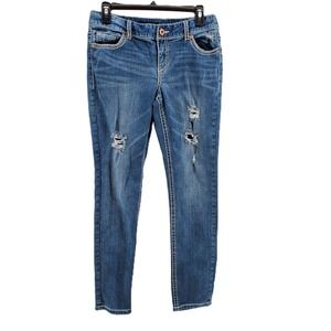 Maurices Juniors 5 / 6 Distressed Straight Leg Stretch Denim Jeans Pre-Owned